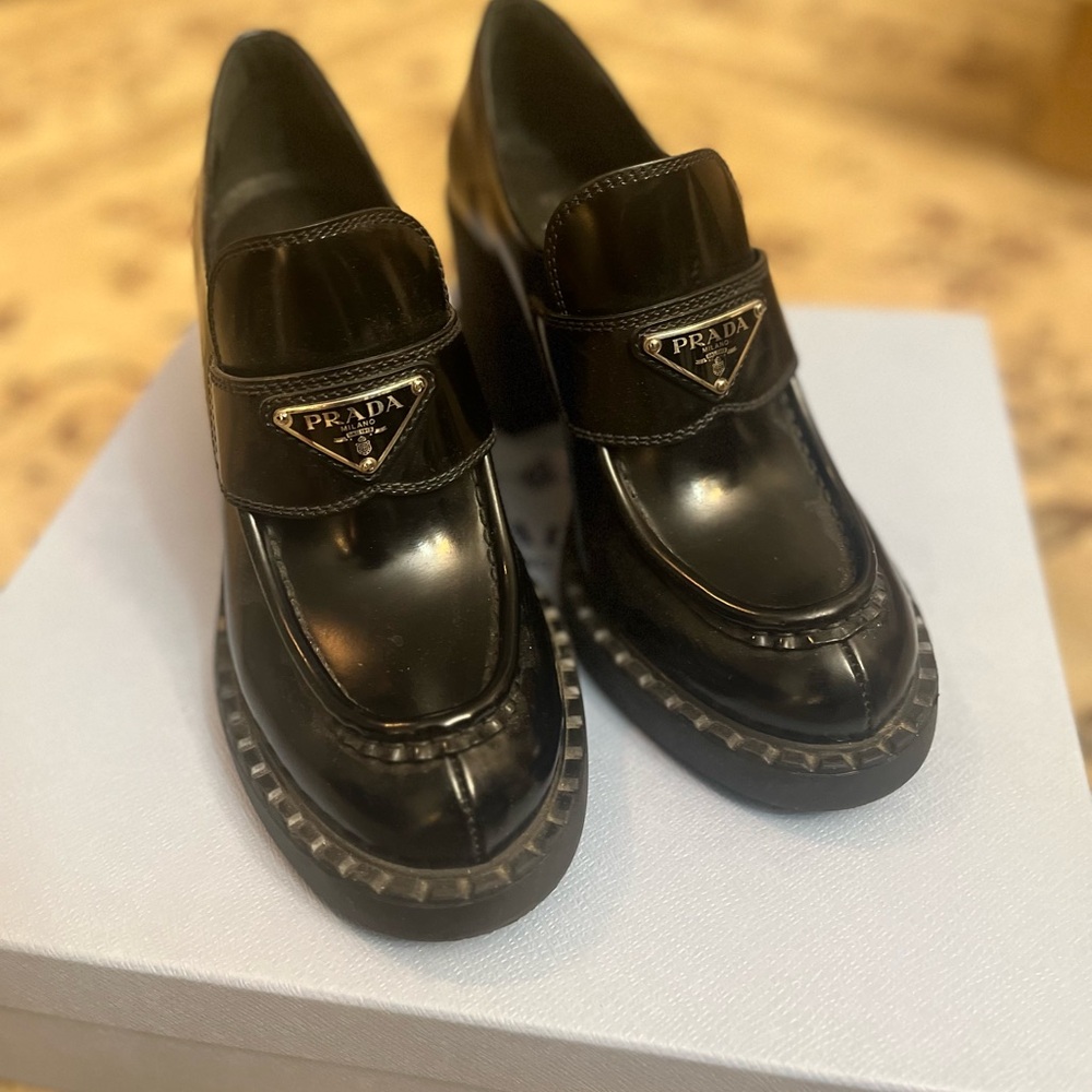 Prada Chocolate Brushed Leather Loafer - Authentic